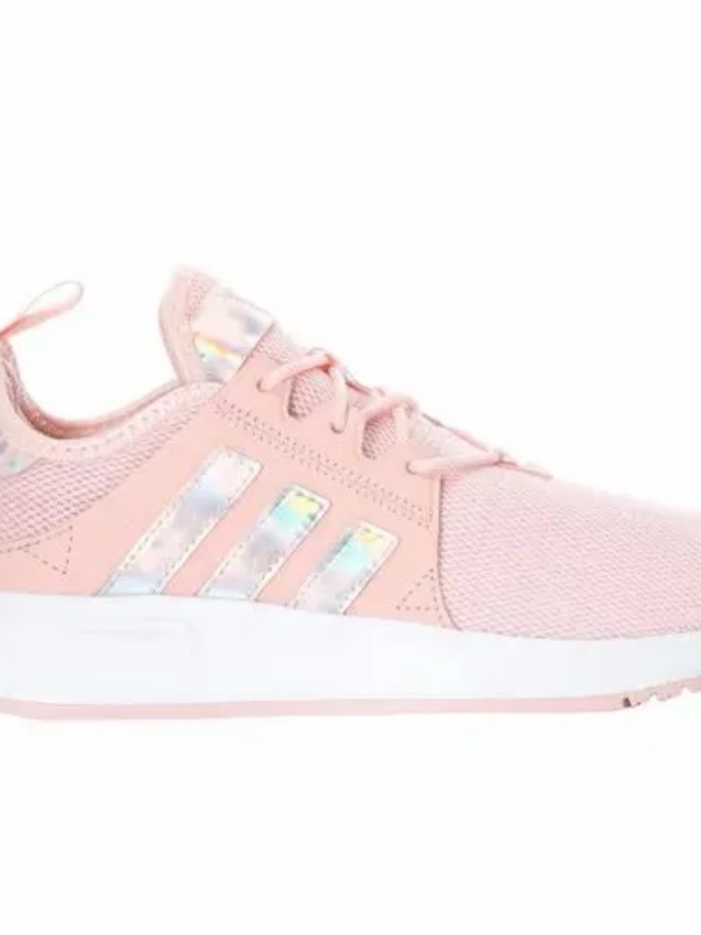 adidas Kids Pink Mesh Sneaker with Iridescent Three Stripes